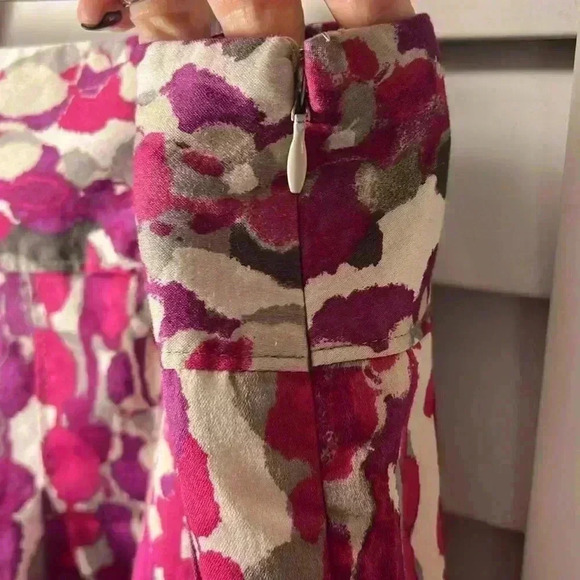 Ann Taylor Abstract Pleated Cotton A-Line Skirt Size 14 - Picture 8 of 9